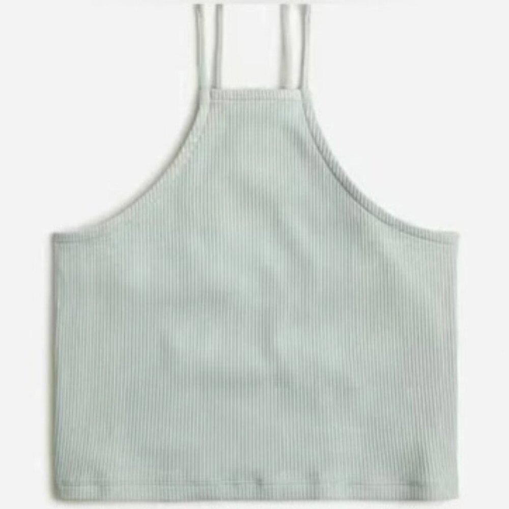 J. Crew Vintage Rib Cropped Halter Tank Faded Fatigue